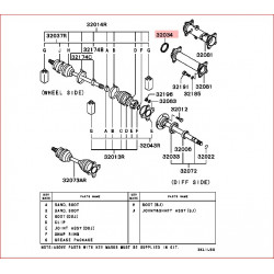 Bague Joint Spy Sortie Droite Pont Avant Pajero 2, 3 et 4, L200 2 et 3, et Sport