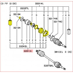 Soufflet de Cardan d'Origine Intérieur Avant Droit ou Gauche Pajero 2,8L TDI et V6 3,5L Aile Large