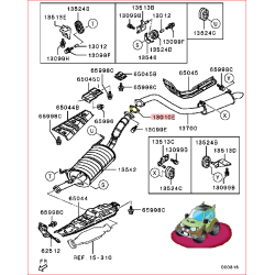 Joint de Silencieux d'Échappement Intermédiaire Pajero V6 3,8L GDI Long 2006-11/2011